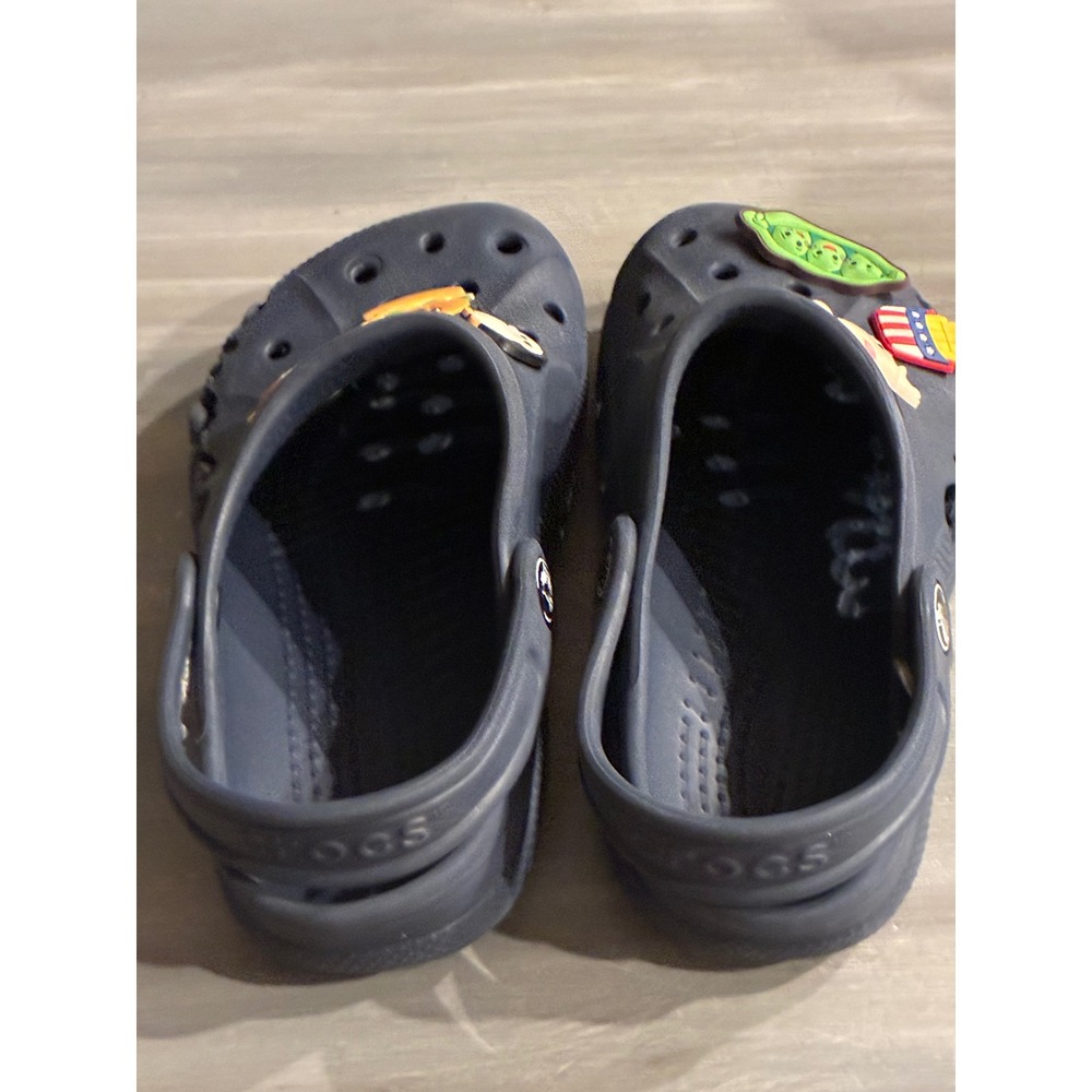 Crocs Kids Classic Clogs Navy Blue with Jibbitz Charms Size J3 10190 - Picture 3 of 7